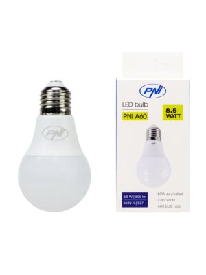 LED žiarovka PNI A60, 8,5W, 806lm, 6500W, objímka E27