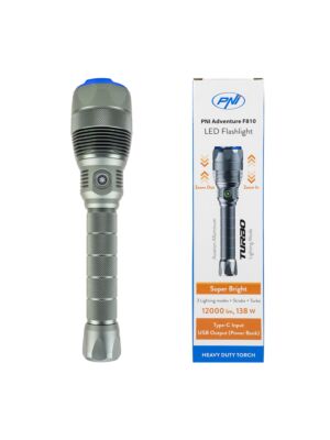Svietidlo PNI Adventure F810 s LED 138 W, 3 úrovne osvetlenia plus Turbo, 12 000 lúmenov, zoom, do 250 m, napájanie batériami