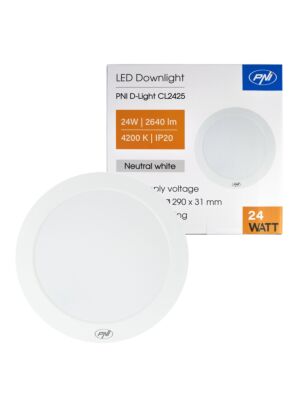LED stropné svietidlo PNI D-Light CL2425 24W, okrúhle, 4200K, napájanie 230V, 2640 lm, neutrálna biela, priemer 29 cm