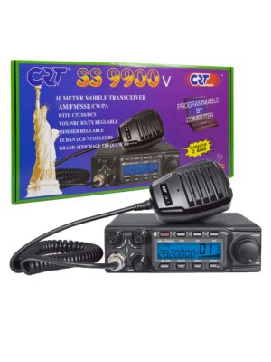 Amatérska rozhlasová stanica CRT SS 9900V AM, FM, LSB, USB, CW 28-29,7 MHz, ASQ, DTMF, Roger Beep, 12V, CTCSS, DCS, programovateľná