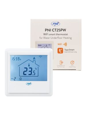 Inteligentný vstavaný termostat PNI CT25PW WiFi, internetové ovládanie, podlahové vodné vykurovanie, pohony, stromček