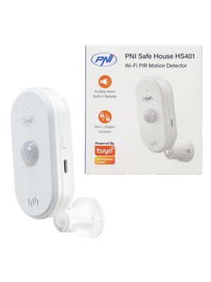 Pohybový senzor PNI SafeHouse HS401 PIR s Wi-Fi, kompatibilný s aplikáciou Tuya, zvukový alarm 80 dB, vstavaný reproduktor