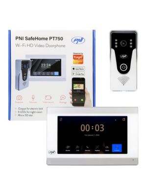 Inteligentný videovrátnik PNI SafeHome PT750 WiFi HD, P2P, vnútorný monitor, špecializovaná aplikácia Tuya Smart, integrácia do