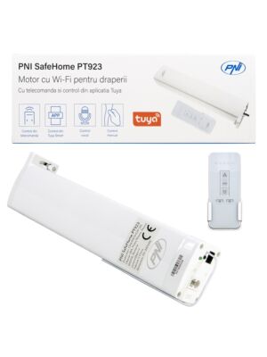 Inteligentný motor na závesy, závesy PNI SafeHome PT923 WiFi, s pribaleným diaľkovým ovládaním, ovládané pomocou aplikácie Tuya