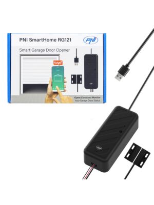 Inteligentné relé PNI SmartHome RG121 s Wi-Fi na ovládanie otvárania garážových brán/brán, kompatibilné s aplikáciou Tuya, 