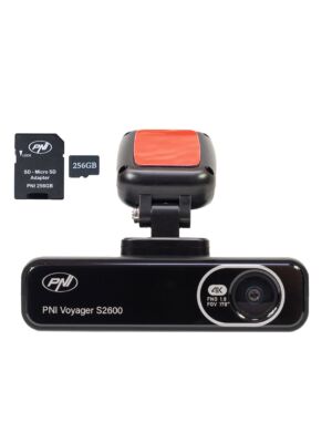 Súprava autokamery PNI Voyager S2600 DVR, WiFi, 4K Ultra HD, GPS a pamäťová karta microSD s kapacitou 256 GB v cene