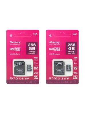 2-dielny balík pamätných kariet PNI 256GB MicroSD s adaptérom triedy 10, 80 Mb/s, V30