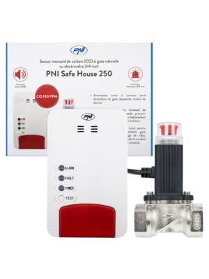 Súprava PNI Safe House Dual Gas 250 so snímačom oxidu uhoľnatého (CO) a zemným plynom a solenoidovým ventilom
