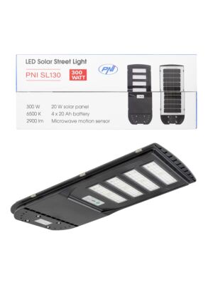 PNI SL130 20W pouličné osvetlenie so vstavaným solárnym panelom 20W, 6500K, 2900lm, 4 x vstavaná 20Ah batéria, S