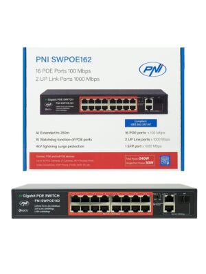 PoE prepínač PNI SWPOE162, 16 PoE portov 100 Mbps