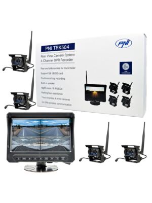 Bezdrôtová súprava video sledovania PNI TRK504 pre kamiónové DVR s LCD monitorom a 4 kamerami