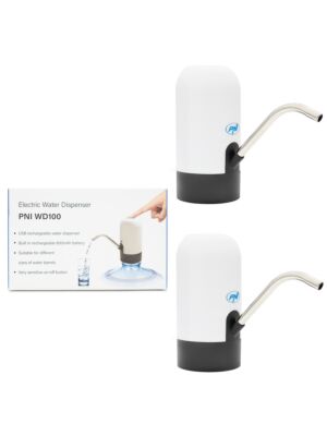 Balenie 2bc elektrická pumpa na fľašu na vodu PNI WD100 USB-C nabíjanie, 800mAh batéria, 4W výkon