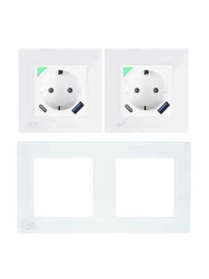 PNI SmartHome WP202 WiFi inteligentná súprava s dvojitou zásuvkou so vstavaným montážnym rámom Internetové ovládanie