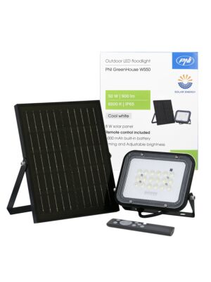 PNI GreenHouse WS50 50W LED reflektor so solárnym panelom, 6000mAh batériou, diaľkovým ovládaním, časovaním a nastaviteľným jasom,