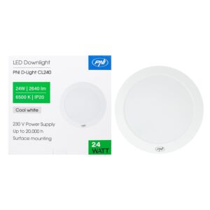 Stropné svietidlo PNI D-Light CL240 24W LED, okrúhle 29 cm, 6500K, napájanie 230V, 2640 lm, biele