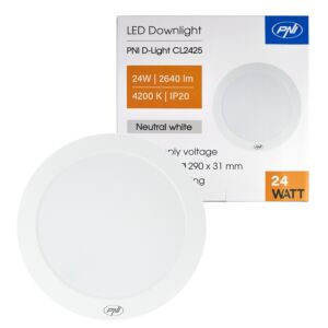 LED stropné svietidlo PNI D-Light CL2425 24W, okrúhle, 4200K, napájanie 230V, 2640 lm, neutrálna biela, priemer 29 cm