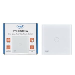 Jednoduchý rebríkový spínač a krížový spínač s dotykovým PNI CS101W zo skla, biely s LED indikátorom, 800W