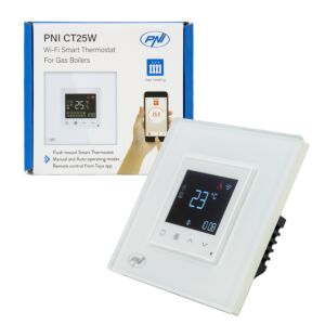 Inteligentný termostat PNI CT25W WiFi pre plynový kotol, montáž do steny, 16 A, ovládanie cez aplikáciu Tuya Sm