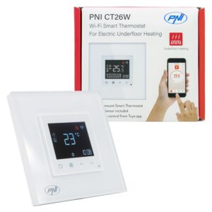 Inteligentný WiFi termostat PNI CT26W pre elektrické podlahové kúrenie alebo čerpaciu skupinu, podlahový senzor súčasťou balenia, 10A, m