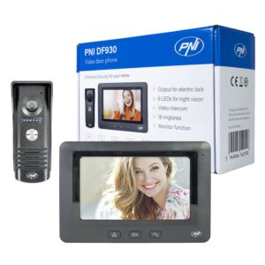 PNI DF930 video interkom s 1 monitorom, 7 palcový LCD displej, 800x480, elektromagnetický výstup yala, čierna