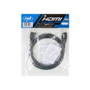 Kábel HDMI PNI H150 vysokorýchlostný 1,4 V, zástrčka, Ethernet, pozlátený, 1,5 m