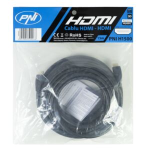 Vysokorýchlostný 1,4V HDMI kábel PNI H1500, plug-in, Ethernet, pozlátený, 15m