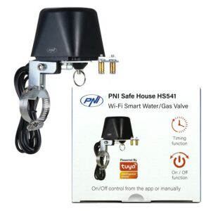 Inteligentný ventil PNI Safe House HS541 s Wi-Fi, na vypnutie dodávky vody/plynu cez internet, kompatibilný s 