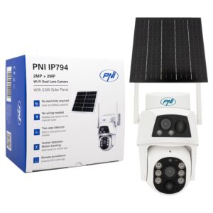 PNI IP794 video kamera s Wi-Fi, PTZ, duálny objektív 2MP + 2MP, 5.5W solárny panel, 8000mAh bloková batéria