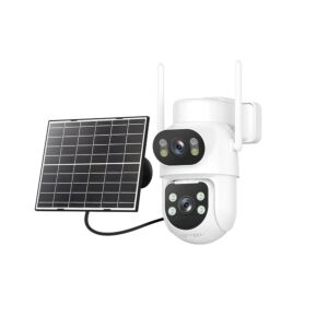 IP974S GSM 4G AOV video monitorovacia kamera, PTZ, duálny objektív 2MP + 2MP, 8W solárny panel, 7800mAh bloková batéria