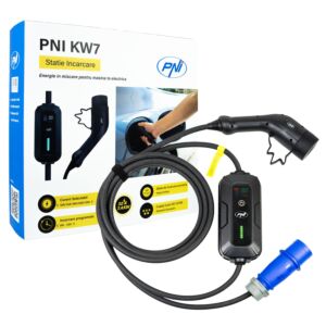 Prenosná nabíjačka PNI KW7 32A, 7,4 kW, pre elektromobily, 230 V, jednofázová, kábel typu 2 a 5-kolíkový konektor IEC621
