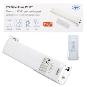 Inteligentný motor na závesy, závesy PNI SafeHome PT923 WiFi, s pribaleným diaľkovým ovládaním, ovládané pomocou aplikácie Tuya