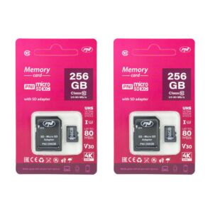 2-dielny balík pamätných kariet PNI 256GB MicroSD s adaptérom triedy 10, 80 Mb/s, V30