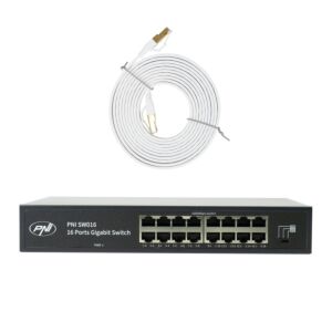 PNI SW016 Switch Package, 16 x 10/100/1000 Mbps, gigabitová, kovová skrinka a 3M CAT8 patch PNI U8030W