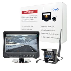 PNI TRK501 Bezdrôtová LCD cúvacia kamera a monitor s funkciou DVR, slotom na Micro SD kartu, IR LED diódami, pre nákladné auto