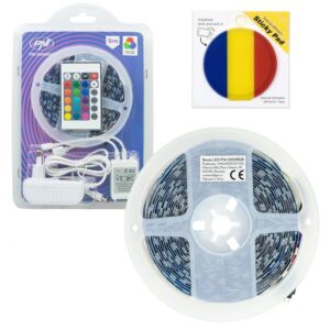 PNI 5050RGB LED pásik Package 300 LED, RGB, stmievateľné, svetelné šou, 5 metrov, IP20 a Sticky Pad Flag Zahrnuté