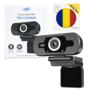 PNI CW2860 Full HD 4MP webkamerový balík, USB, klip, zabudovaný mikrofón a sticky pad vlajka